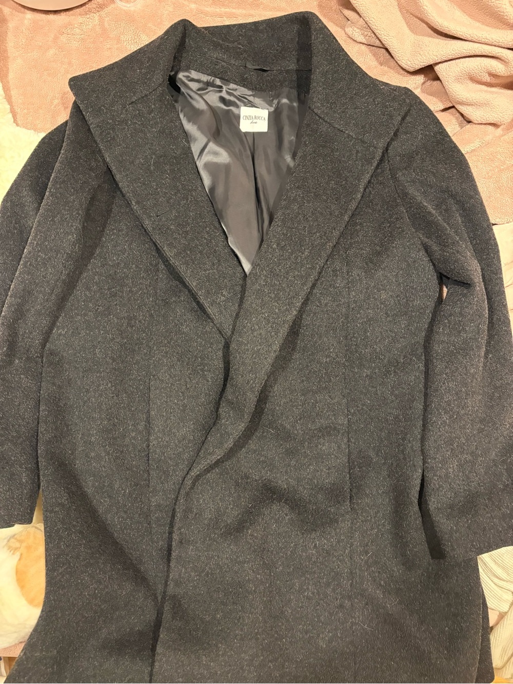 Cinzia Rocca Dark Gray Wool-Cashmere Coat